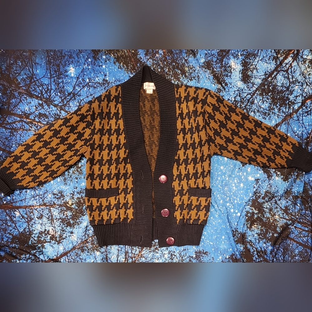 Vintage JH Collectibles Philosopher Lambswool Hounds Tooth sweater